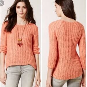 Knitted and Knotted Coral Metallic Sweater Size L